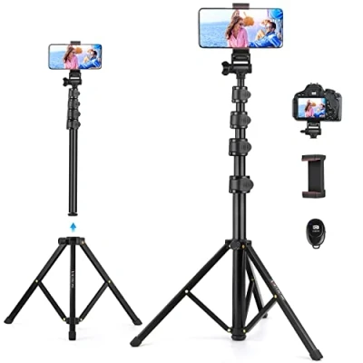 Abbildung von Victiv Handy Stativ Ständer, 172cm Smartphone Stative, Tripod für iPhone, Handystativhalter mit Fernauslöser, Selfie Stick Handystativ for Samsung Huawei Xiaomi Canon Webcam Kamera