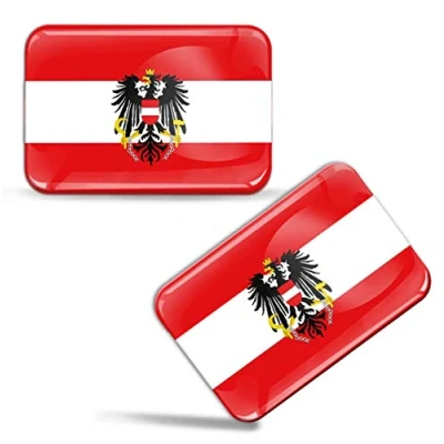 Abbildung von Biomar Labs® 2 x Aufkleber 3D Gel Silikon Stickers Österreich Austria Österreichische Flagge Fahne Flag Wappen Emblem Auto Motorrad Fahrrad Fenster Tür PC Handy Tablet Laptop F 81