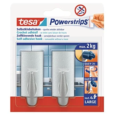 Abbildung von 6 x Tesa Powerstrips Haken Large Trend chrom VE=2 Stück