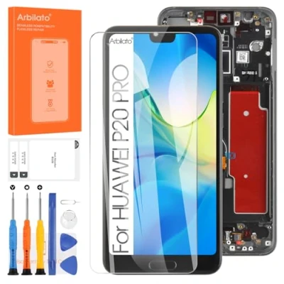 Abbildung von Arbilato LCD Display für Huawei P20 Pro CLT L29 L09 Ersatz Touchscreen L29C L09C Digitalisierer montiert mit Rahmen