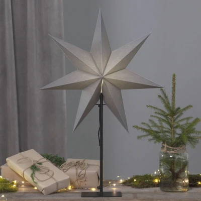 Abbildung von STAR TRADING LED Stern Standstern &quot;Ozen&quot;, ohne Lochung, grau, E14, 75 cm