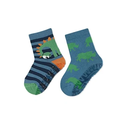 Abbildung von Sterntaler Baby Jungen Fliesen Socken Fli AIR Doppelpack Dino und Nashorn Rutsch aus Baumwolle mittelblau, 18