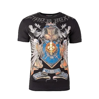Abbildung von Cipo &amp; Baxx Print Shirt Cooles Kurzarm T BA CT743 Schwarz M mit Hochwertigem Ritter