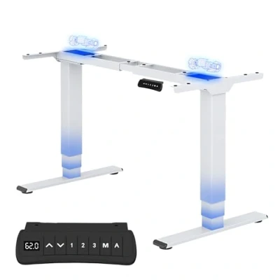 Abbildung von FLEXISPOT EC5W PRO Höhenverstellbarer Schreibtisch Elektrisch Tischgestell mit 2 starken Motoren, Super Belastung 160KG 3 Fach Teleskop Memory Steuerung und Softstart/ Stop (weiß)