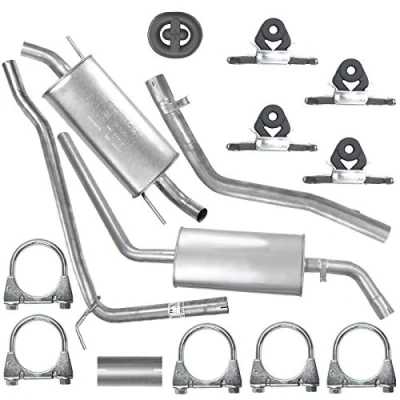 Abbildung von Schalldämpferset Abgasrohr Mitteltopf Endschalldämpfer Auspuff Endtopf für VW Transporter T4 LWB 2.4 D