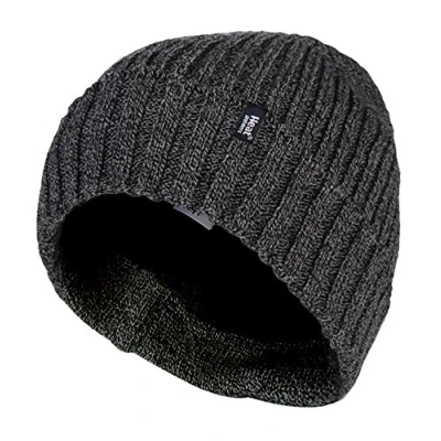 Abbildung von HEAT HOLDERS Herren Acryl Innen Fleece Winter Beanie Strickmütze mit Umschlag (Grau (Tor), One Size)