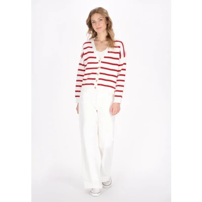 Abbildung von Strickjacke DREIMASTER M/L / Off White Red Stripes 50% Viscose 30% Wool 20% Polyester
