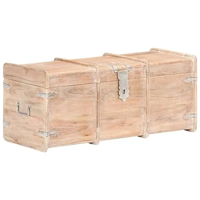 Abbildung von vidaXL Akazienholz Massiv Holztruhe Abschließbar Truhe Aufbewahrungsbox Holzkiste Schatzkiste Schatztruhe Aufbewahrungstruhe 90x40x40cm