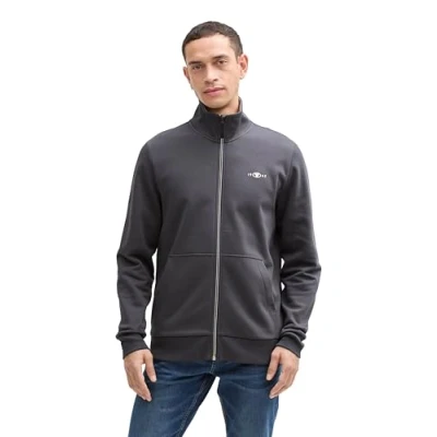 Abbildung von TOM Tailor Printed Standup Sweatjacke, Herren, Größe: Large, Tarmac grey