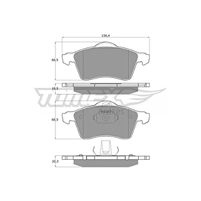 Abbildung von TOMEX brakes TX 13 91 Bremsbelagsatz Vorderachse VOLKSWAGEN: Transporter 4 Bus, Kastenwagen, Pritsche / Fahrgestell