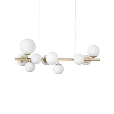 Abbildung von Ideal Lux PERLAGE 10 Light Linear Globe Pendelleuchte Messing
