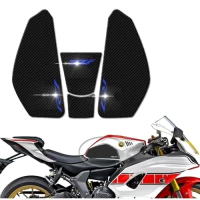 Abbildung von DFFMQSJ Seitlicher Tankpad Schutzaufkleber für Motorrad, rutschfest, Gas und Kniegriff, Traktionspad, Tankpad, kompatibel mit Yamaha YZF R7 YZFR7 2022 2023, wasserdicht, selbstklebend(Blue)