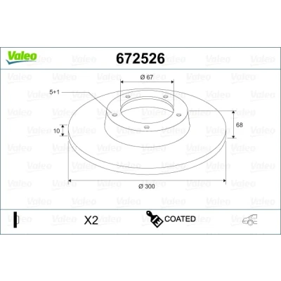 Abbildung von VALEO 672526 Bremsscheibe Hinterachse 300 10 5 voll beschichtet MERCEDES BENZ: E Klasse Limousine, T modell, CLS Coupe