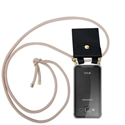 Abbildung von Cadorabo Handykette kompatibel mit Samsung Galaxy J3 2016 Schutzhülle TPU Silikon Case Necklace Design Slim Kratzfest Kordel Band Etui Rundumschutz Hülle für in Rosa