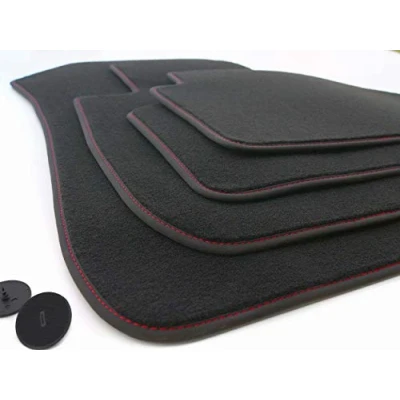 Abbildung von kh Teile Deluxe Fußmatten 3er E90 E91 (Steppnaht Rot) Original Velours Qualität Premium Automatten Tuning 4 teilig