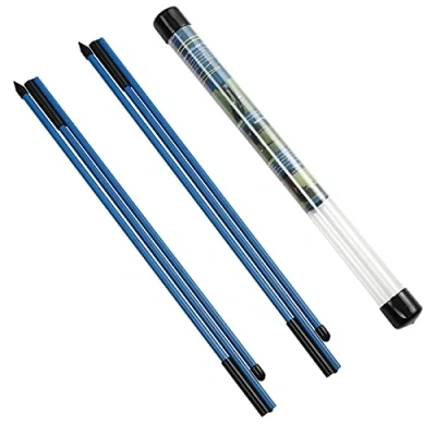 Abbildung von Rhino Valley Golf Alignment Sticks Richtungsanzeige, 2 Stück Klappbar Golfübungsstangen mit Durchsichtigem Aufbewahrungsrohr, Tragbar Ausrichtungsstab zum Zielen Putten Trainer, Blau