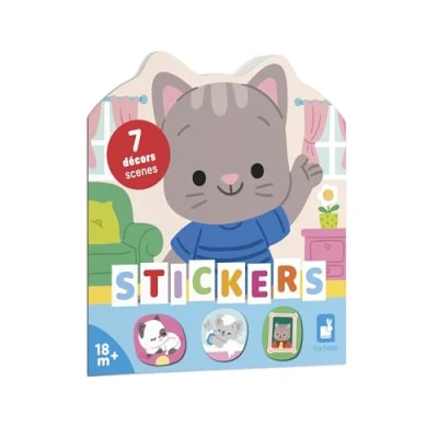 Abbildung von Janod Stickerheft Ab 18 Monaten Thema Das Haus 12 Seiten zum Gestalten 8 Stickern Kreative Freizeitbeschäftigungen für Kinder, Regenbogen Multicolor