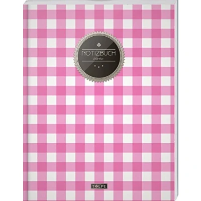 Abbildung von TULPE Blanko Notizbuch A4 „C133 Gingham Style“ (140+ Seiten, Vintage Softcover, Seitenzahlen, Register, Weißes Papier Dickes Notizheft, Skizzenbuch, Zeichenbuch, Blankobuch, Sketchbook)
