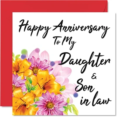 Abbildung von Niedliche Jubiläumskarte für Tochter &quot;Happy Anniversary Daughter &amp; Son in Law Special Wedding Card for Women Men Her Him, 145 mm x Beautiful Greeting Cards Fiance Fiancee