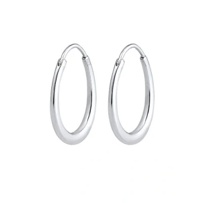 Abbildung von Elli Creolen Silber 925 Damen Ohrringe für Frauen Kreolen Oval Basic Durchmesser 13 21mm Hoops 0306930418