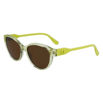 Abbildung von Karl Lagerfeld Damen KL6099S 703 Sonnenbrillen Plastik Gelb Braun Pantos Normal