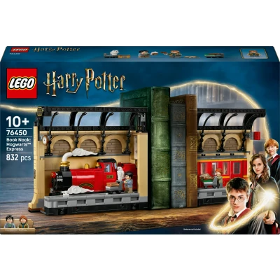 Abbildung von LEGO Harry Potter Buchstütze: Hogwarts Express Set mit Spielzeug Zug, 2 Minifiguren inkl. Ron Weasley, Hedwig und Krätze Wizarding World Geschenk für Jungen, Mädchen &amp; Fans ab 10 Jahren 76450