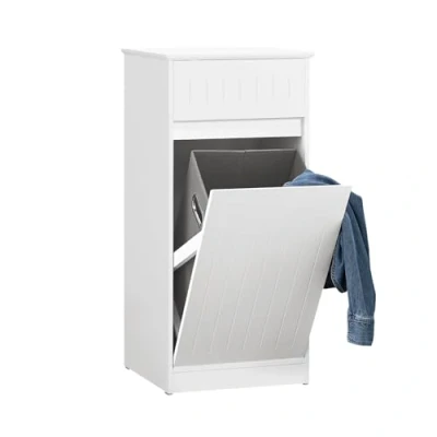 Abbildung von SoBuy Wäscheschrank BZR110 Badschrank mit ausklappbarem Wäschetruhe Wäschesammler Wäschekorb