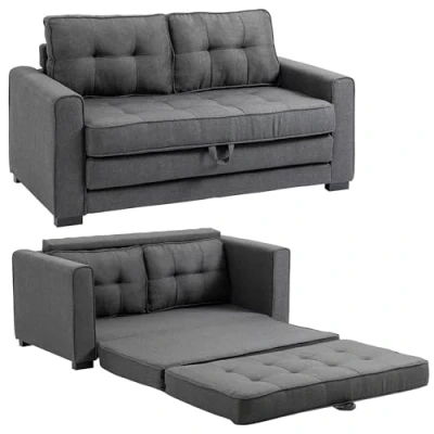 Abbildung von HOMCOM 2 Sitzer Sofa gepolsterte Rückenlehne 147,5 x 75 85 cm grau
