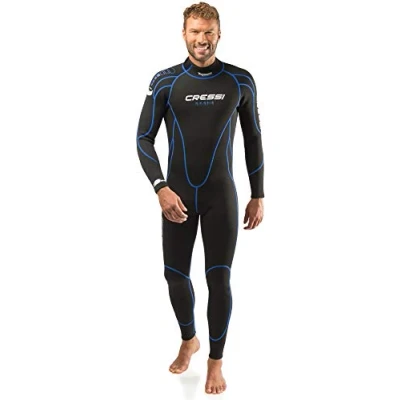 Abbildung von Cressi Men&#039;s Maya Man Monopiece Wetsuit 2.5mm Einteiliger Neoprenanzug Herren für alle Wassersportarten, Schwarz/Blau, L/4