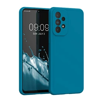 Abbildung von kwmobile Hülle kompatibel mit Samsung Galaxy A33 5G weiches TPU Silikon Case Cover geeignet für kabelloses Laden Karibikblau