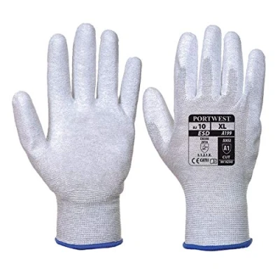 Abbildung von Portwest Antistatischer PU Handflächen Handschuh, Größe: M, Farbe: Grau, A199GRRM