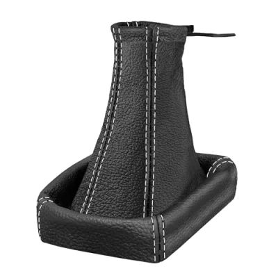 Abbildung von L&amp;P A0006 4 Schaltsack Schaltmanschette 100% Echtleder Leder Schwarz Naht Weiß Ersatzteil für Zafira A