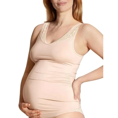 Abbildung von CALIDA Circular Love Tank Top Damen, für Schwangerschaft und Stillzeit, V Ausschnitt mit Spitze, weich auf der Haut, temperaturausgleichend schnelltrocknend Cradle to zertifiziert