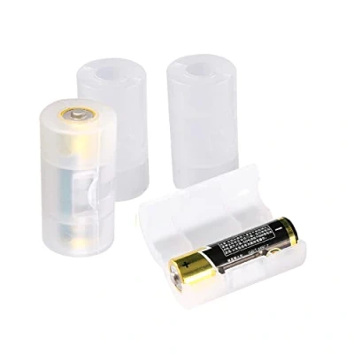 Abbildung von 4 STK Batterie Adapter, AA/Mignon Auf C/Baby Konverter Switcher, Adapter AA C, C Size Aufbewahrungsbox, Weiß/Milchig