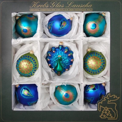 Abbildung von Krebs Glas Lauscha Weihnachtsbaumkugel &quot;Elegante Weihnacht, Weihnachtsdeko, Christbaumschmuck&quot;, (Set, 9 St.), hochwertige Christbaumkugeln aus Glas, mundgeblasen