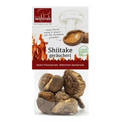 Abbildung von 20g Bio Shiitake Geräucherte Pilze Vegan / Getrocknet &amp; Geräuchert veganer Speckersatz Wohlrab