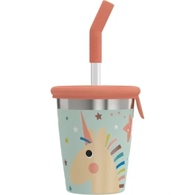 Abbildung von SIGG Edelstahl Kinderbecher mit Silikondeckel &amp; Strohhalm Spritzsicher BPA frei Leicht Robust Einhorn 0,35L