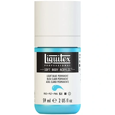 Abbildung von Liquitex 1959770 Professional Acrylfarbe Soft Body Künstlerfarbe in cremiger deckender Konsistenz, hohe Pigmentierung, lichtecht &amp; alterungsbeständig, 59ml Flasche Hellblau Permanent