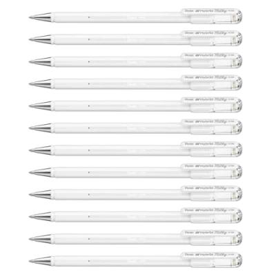 Abbildung von Hybrid Milky K108 PW Gel Tintenroller, weiß, Strahlend auf Hellen und farbigen Papieren, Strichstärke 0,8 mm