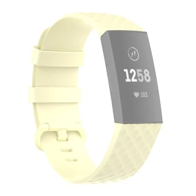 Abbildung von Fitbit Charge 3 &amp; 4 Silikonband mit Rautenmuster Größe: Klein Hellgelb
