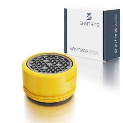 Abbildung von SANTRAS® Strahlregler M24x1 für jeden herkömmlichen Wasserhahn mit Siebeinsatz IN Gelb Mischdüse (Außengewinde 24 mm) Filtereinsatz, hochwertiger Dichtung und Luftmixer MADE GERMANY