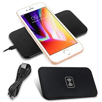 Abbildung von Induktives Ladegerät kompatibel mit Apple iPhone SE 2022 2020 Ladestation Kabellos Qi Charger Wireless Universal Schnellladegerät, Farbe:Schwarz