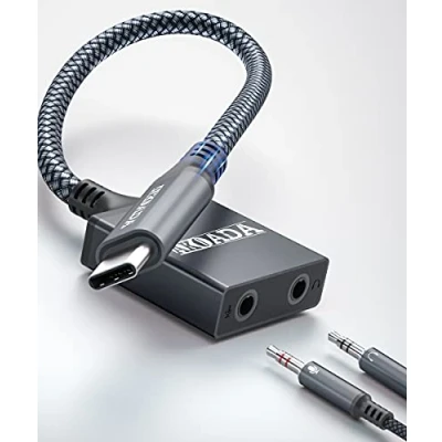 Abbildung von AkoaDa USB C auf 3.5mm Kopfhörer Adapter, Klinken Headset Audio Adapter für Aux,Stereo, Headset, MacBook,Samsung S21/S20/S20 Plus/Note 10/A80,iPad Pro,Huawei P30 Pro/P20/P20 Pro usw(Grau)…