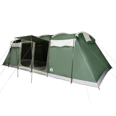 Abbildung von vidaXL Tunnel Familienzelt 10 Personen, Campingzelt mit Steckverbindungssystem, Wasserdicht Tunnelzelt E Anschluss, Gruppenzelt, Grün 185T Polyester