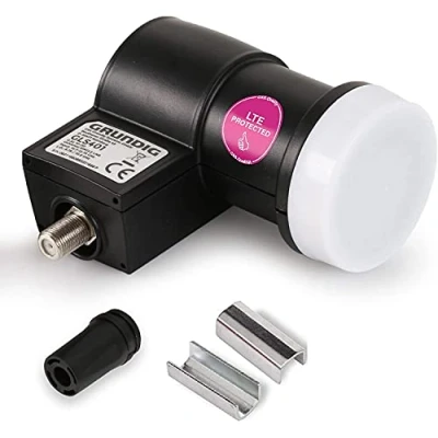 Abbildung von GSS GLS 401 schwarz + Aufdrehhilfe Universal Single LNB (LTE Filter Full HD, 4K, Wetterschutzkappe, kälte &amp; hitzebeständig)