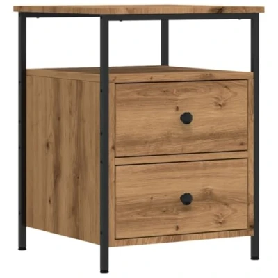 Abbildung von vidaXL Nachttisch, Nachtschrank mit Stauraum, Nachtkommode für Schlafzimmer, Nachtkonsole Beistelltisch Metallbeine, Artisan Eiche Holzwerkstoff