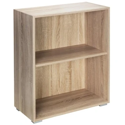 Abbildung von Casaria® Bücherregal 77x60x28cm Eiche Holz 2 Fächer Boden Höhenverstellbar Kippschutz Bücher Büro Wohnzimmer Standregal Regal