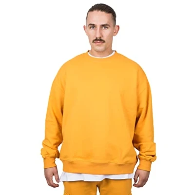 Abbildung von Blackskies Oversize Heavyweight Crewneck Sweater Streetwear Luxus Pullover Herren Damen Sweatshirt Pulli Senfgelb Large