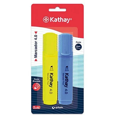 Abbildung von Kathay 86211998 Textmarker, gelb und blau, abgeschrägte Spitze 4 mm, 2 Stück