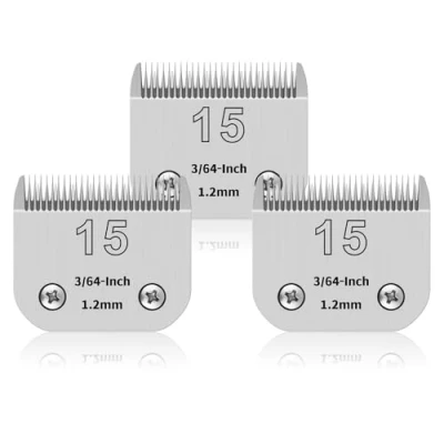 Abbildung von YAZIYIR 3er Pack 15# Edelstahlklingen für Hundepflege, kompatibel mit Andis, Oster A5, Heiniger, Moser max 50 Wahl, Klinge, 3/64 Zoll Schnittlänge und 1,2 mm